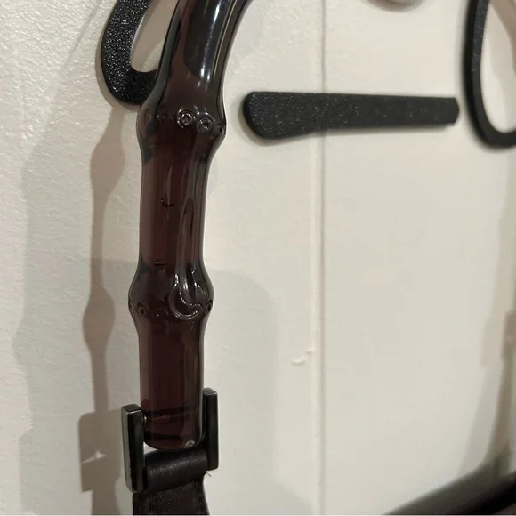 Gucci Dark Purple Satin Shoulder Bag with Bamboo Handle Vintage 1990s - Picture 4 of 13